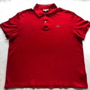 Lacoste Regular-Fit Red Polo Dress Shirt Men’s Size XXL Short Sleeves Casual Top